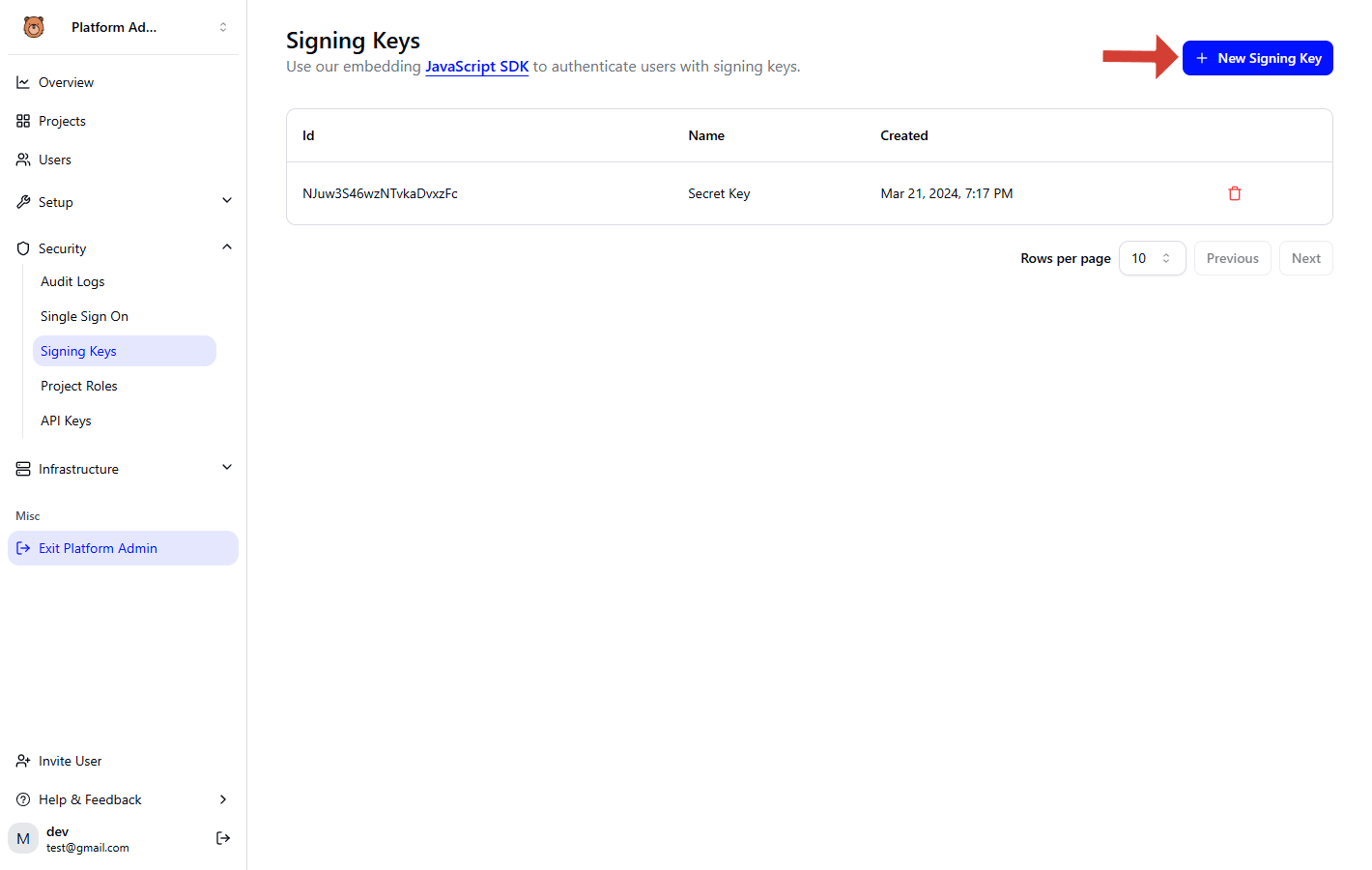 Create Signing Key
